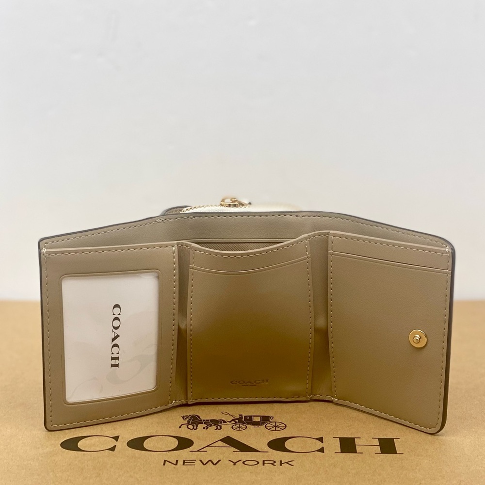 Coach White Floral Small Trifold Wallet - Picture 3 of 10